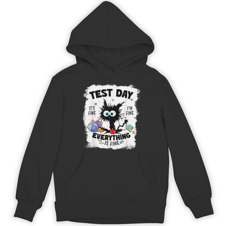 Test Day Stressed Cat Teacher Student Kids Testing Day Unisex Hoodie