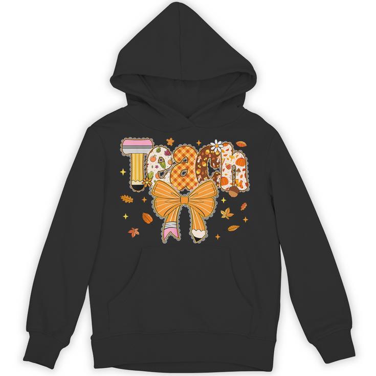 Thanksgiving Teacher Pencil Bow One Thankful Teacher Fall Unisex Hoodie