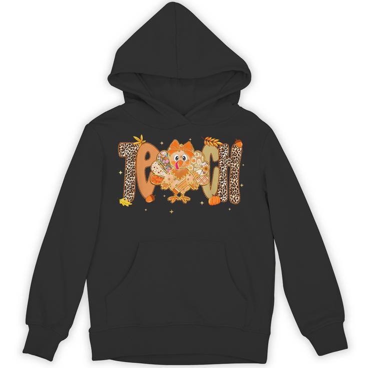 Thanksgiving Turkey Teach Thankful Teacher Girly Bow Women Unisex Hoodie