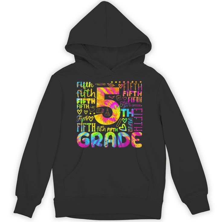 Tie Dye 5th Grade Typography Team Fifth Grade Teacher For Men Women Girls Kids Unisex Hoodie