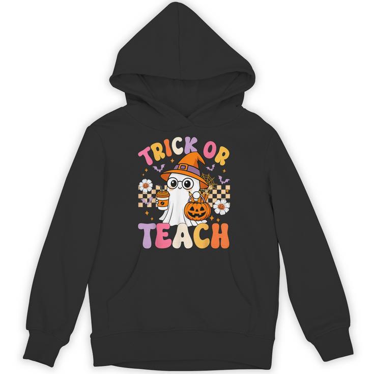 Trick Or Teach Cute Ghost Coffee Pumpkins Halloween Teacher Unisex Hoodie