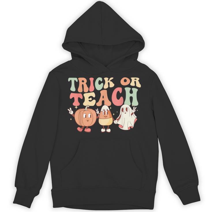 Trick Or Teach Pumpkin Candy Corn Ghost Halloween Teacher Unisex Hoodie