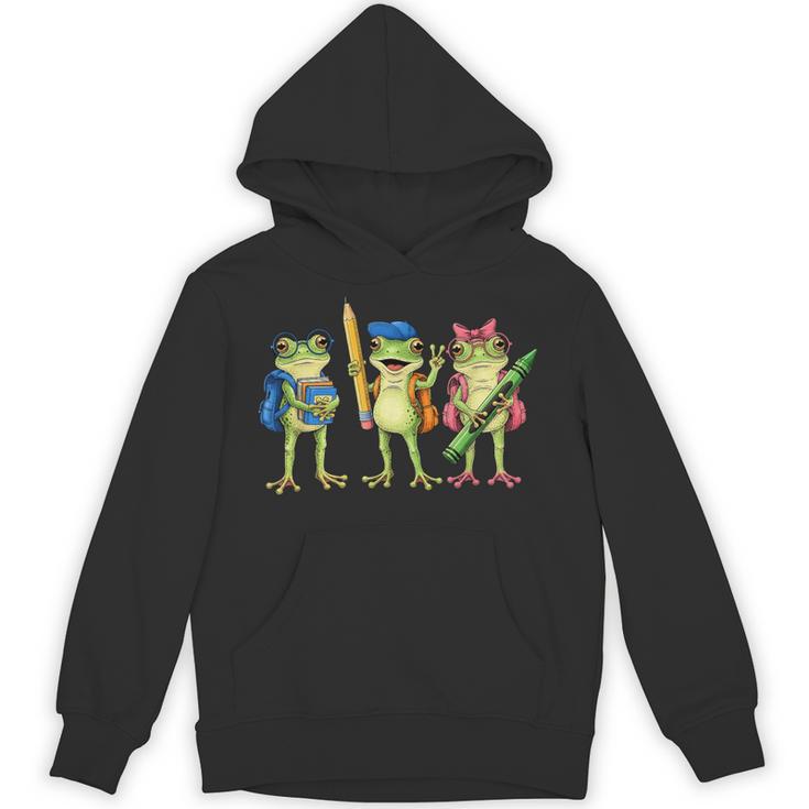 Trio Cute Frogs Welcome Back To School Teachers Girls Boys Unisex Hoodie