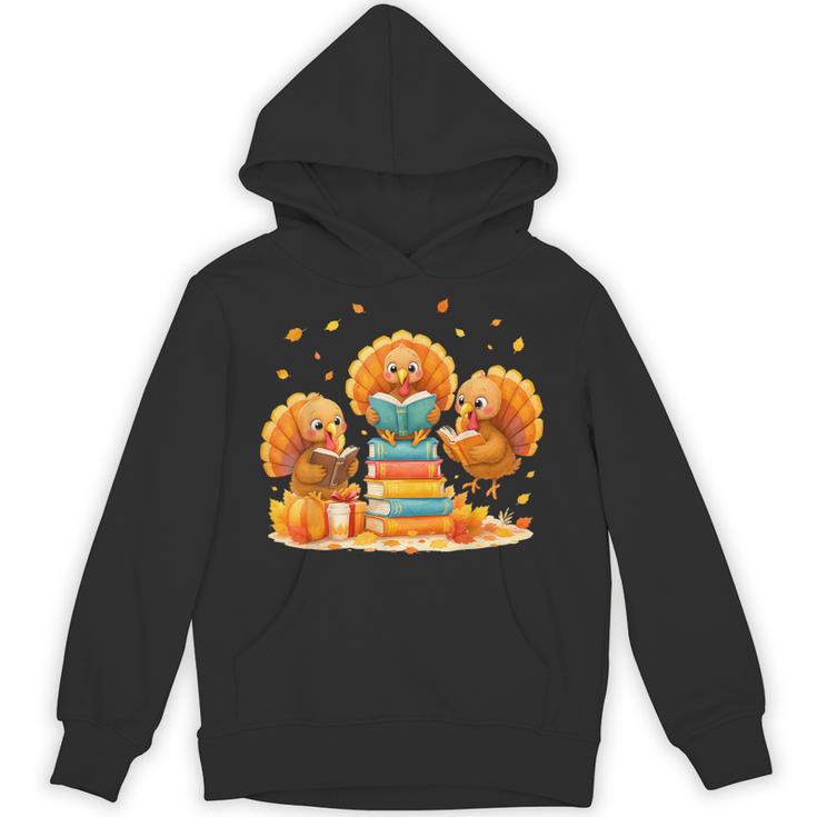 Turkey Read Books Reading Fall Thanksgiving Teacher Unisex Hoodie