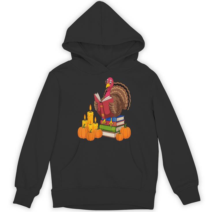 Turkey Reading Books Fall Thanksgiving Teacher Book Unisex Hoodie