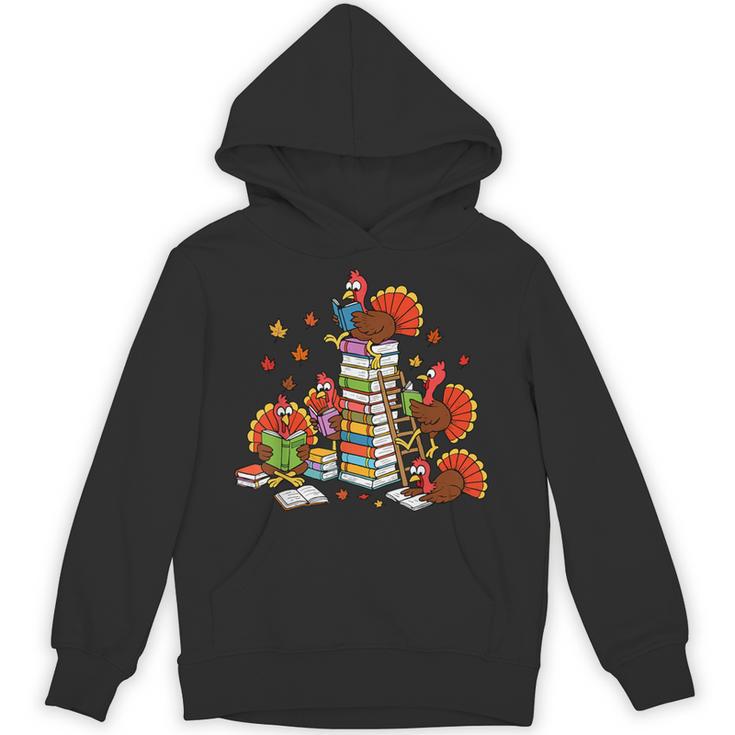 Turkey Reading Books Fall Thanksgiving Teacher Librarian Unisex Hoodie