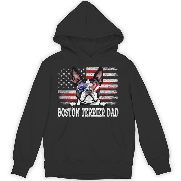 Vintage Boston Terrier Dad American Flag Father's Day Unisex Hoodie
