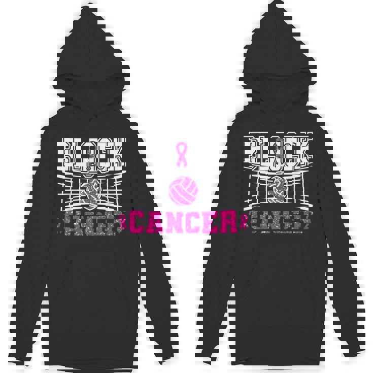 Volleyball Breast Cancer Awareness Block Out Cancer Pink Hoodie