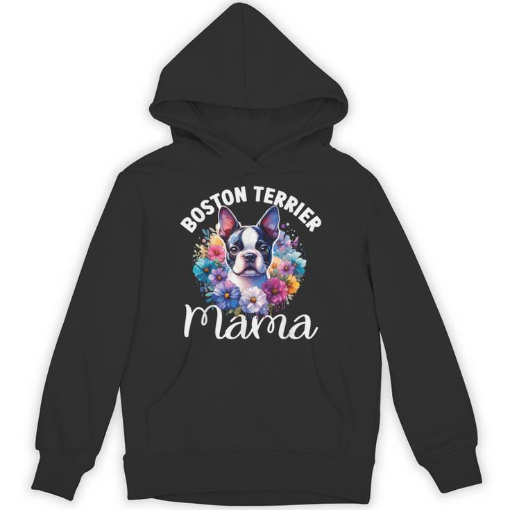 Watercolor Floral Boston Terrier Mama Dog Lover Mother's Day For Men Women Girls Kids Unisex Hoodie