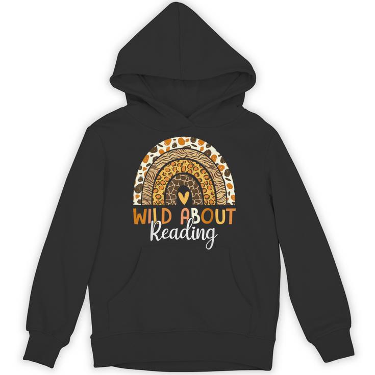 Wild About Reading Teacher Back To School Leopard Rainbow Unisex Hoodie