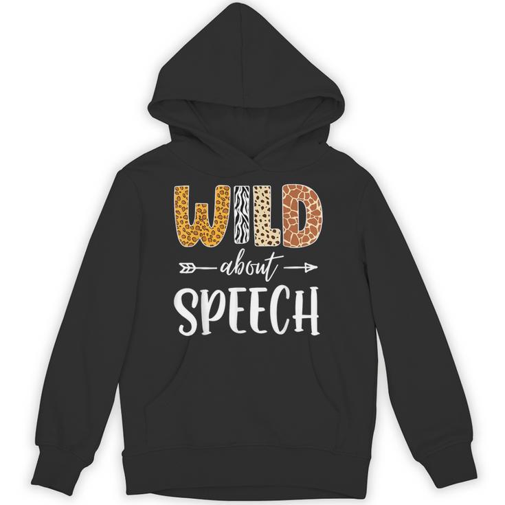 Wild About Speech SLP Leopard Teacher Back To School Kids Unisex Hoodie