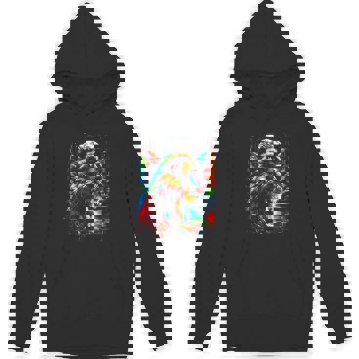 カラフル マンドリル 猿 精霊 動物 かっこいい イラスト アート パーカー