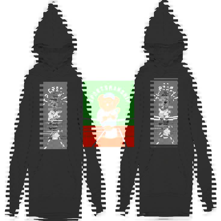 クールなテディベア テニス イラスト グラフィックデザイン パーカー