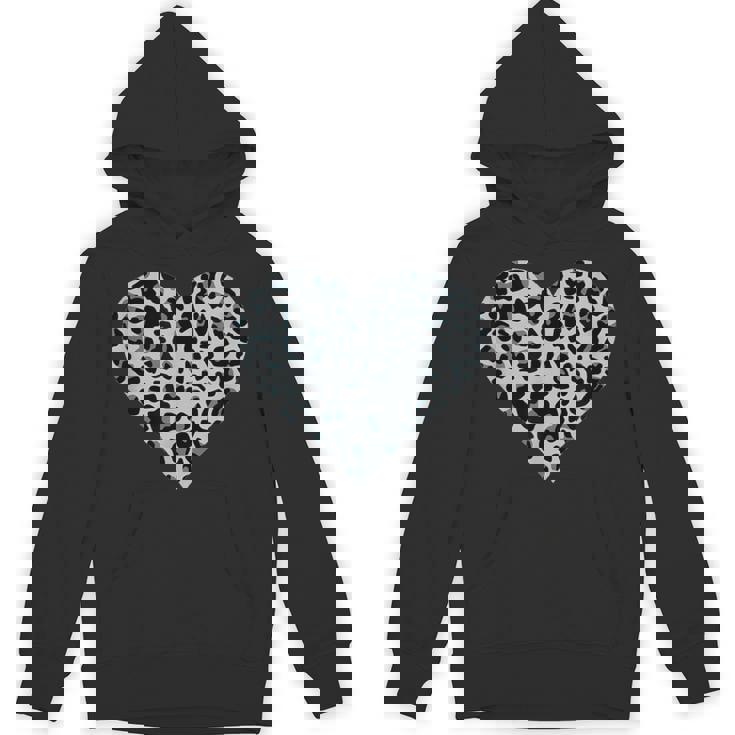 グレーとブラック ヒョウ柄 アニマルプリント ハート パーカー