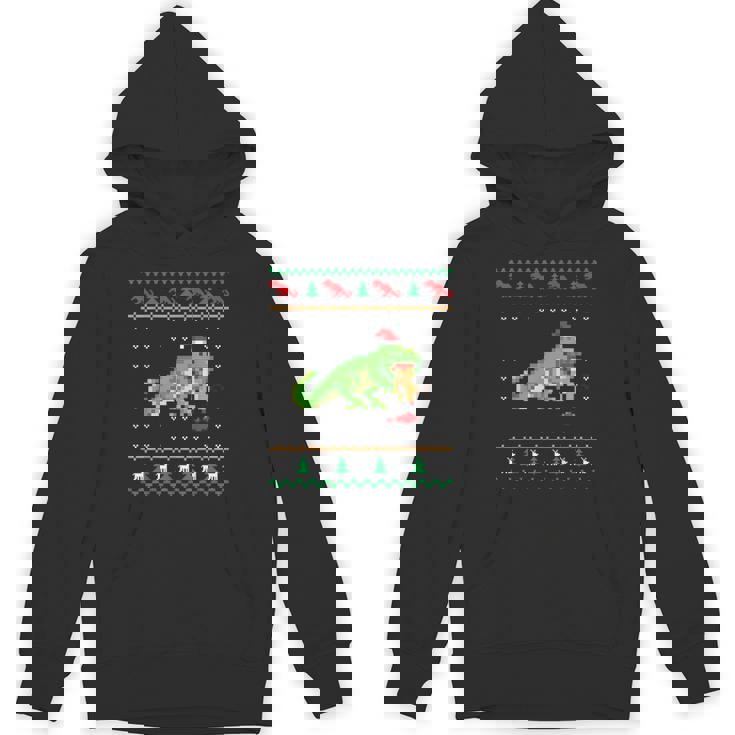 サンタ T-Rex 食べるトナカイ恐竜 アグリークリスマスセーター パーカー