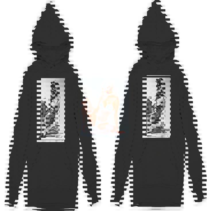 セクシーガールグラフィックtシャツ-猫マスクv2のセクシーなピンナップガール パーカー