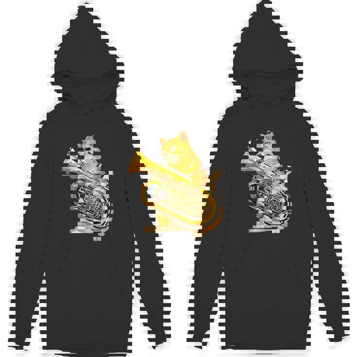 チューバを弾く面白い猫ギフト かわいい子猫ミュージシャンファン パーカー