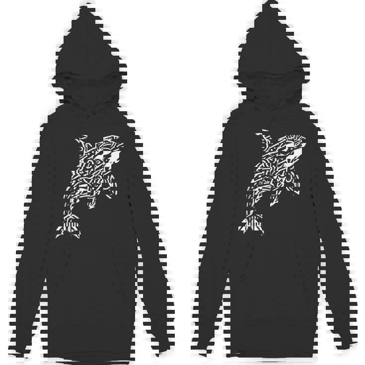 トライバル シャチ クジラ ハワイアン マオリ タトゥー オーシャン アート デザイン パーカー