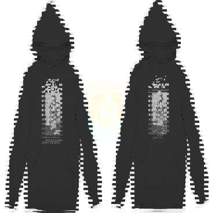 ビンテージ仙台大観音日本観光ポスター 長袖tシャツ パーカー