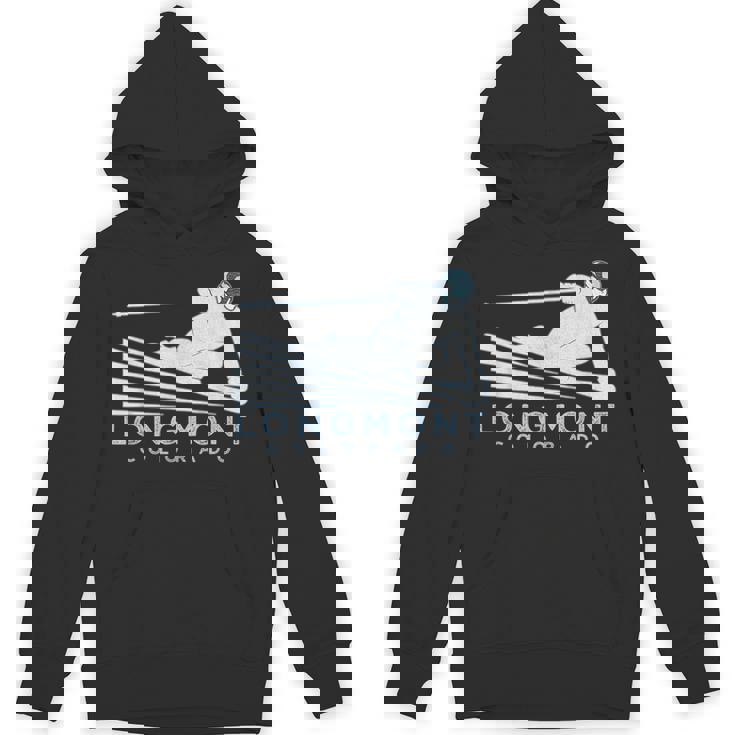 レトロ スキー ロングモント コロラドイラスト ヴィンテージ スノー スキー パーカー