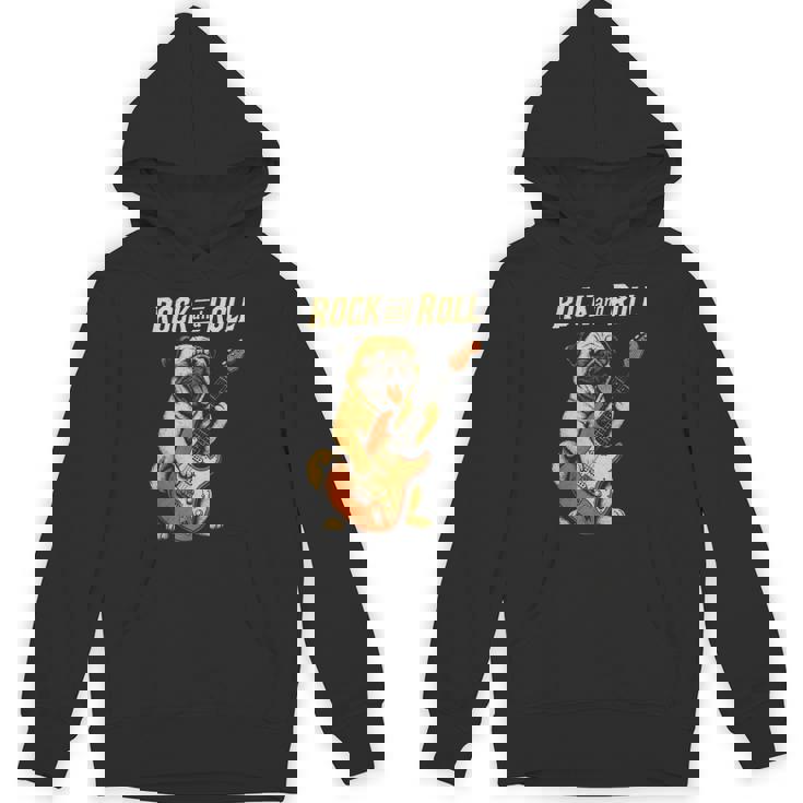 ロックするパグ犬 ギター演奏の面白デザイン パーカー