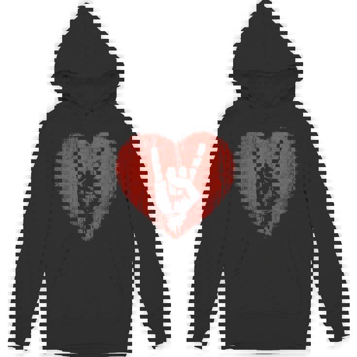 ロックミュージックラバーレッドハートロックンロール パーカー