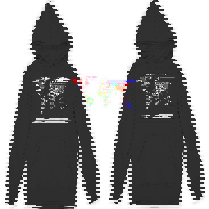 世界地図と世界の国の旗 パーカー