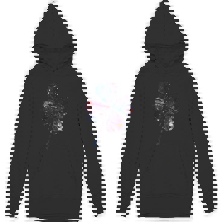 四つ葉のクローバーのシルエット 宇宙 美的 ギャラクシー パーカー