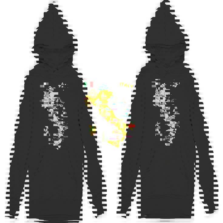 手描きのイタリア地図 観光地 パーカー