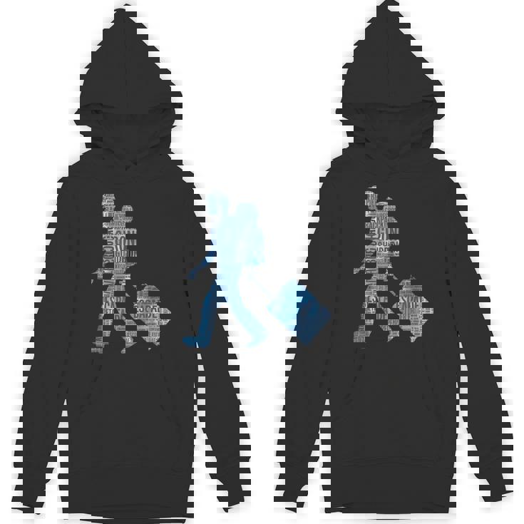 旅への冒険心を抱くシルエットデザイン 世界を巡る旅人たち パーカー