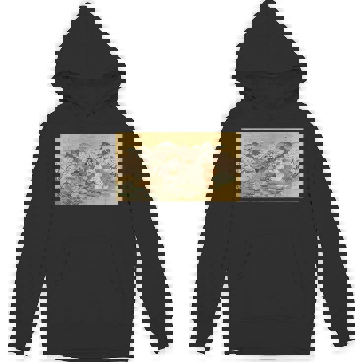 狸 狐 屏風絵 日本画 たぬき きつね パーカー