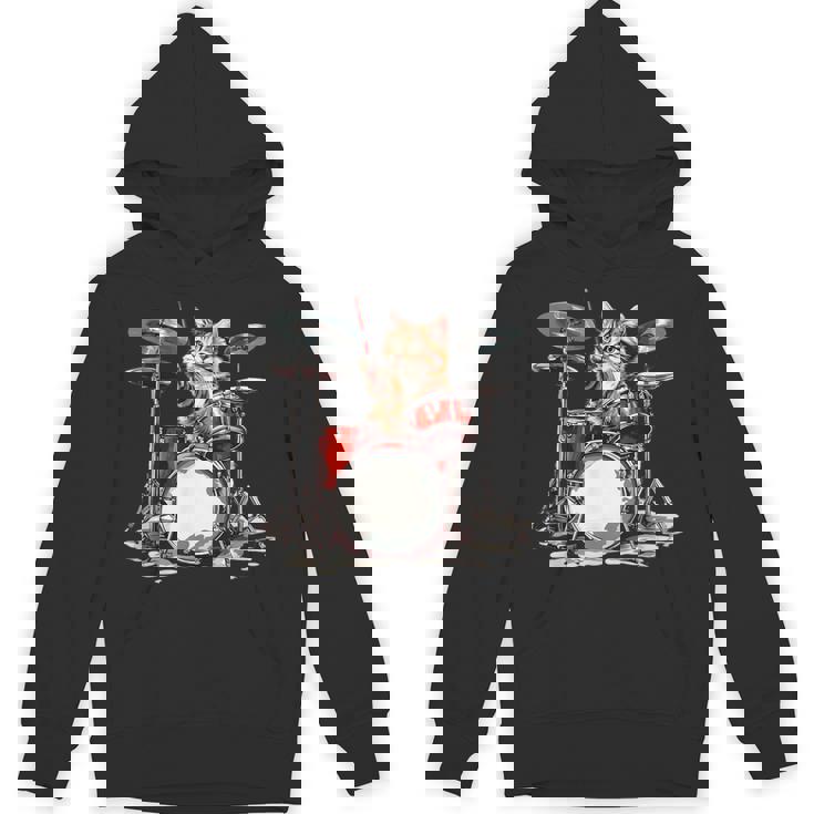 猫太鼓ドラムスティックかわいい猫と音楽 パーカー