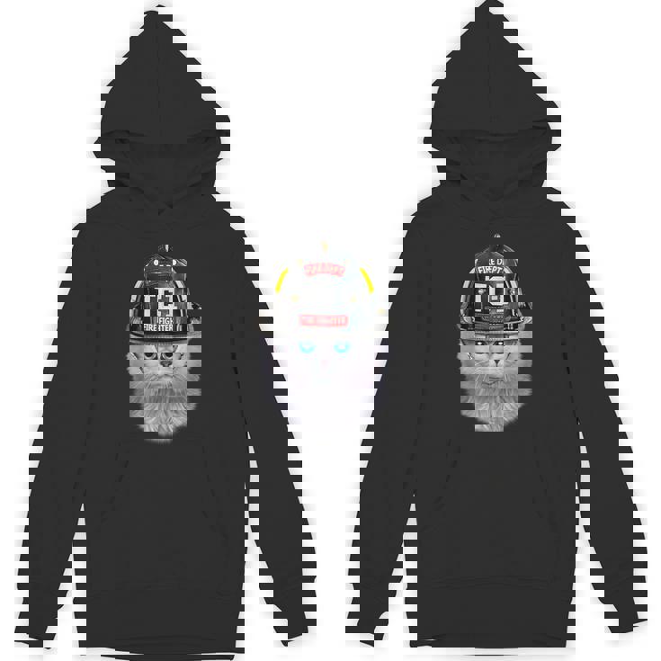 白いペルシャ猫 ねこ 消防士 パーカー