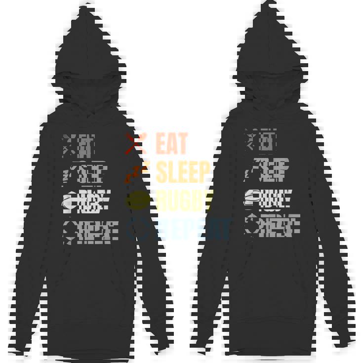 食べる寝るラグビーリピートラグビーコーチチームスポーツ パーカー