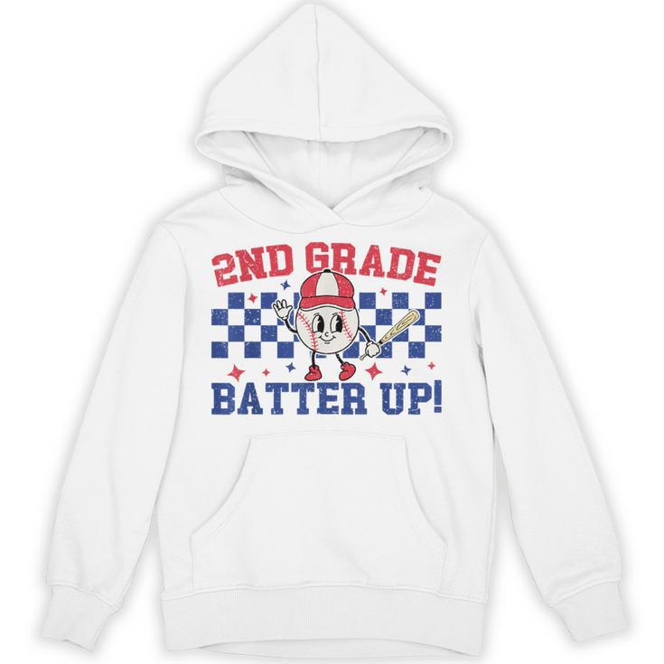 2nd Grade Batter Up Back To School Baseball Teacher Kids Unisex Hoodie