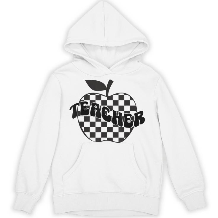 Back To School Checkered Apple Teacher Checkerboard Teacher For Men Women Girls Kids Unisex Hoodie, trending gift