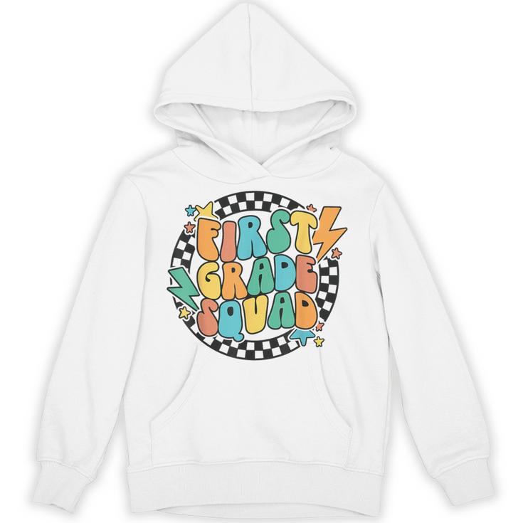 Back To School Groovy Teacher 1st First Grade Crew Squad Unisex Hoodie