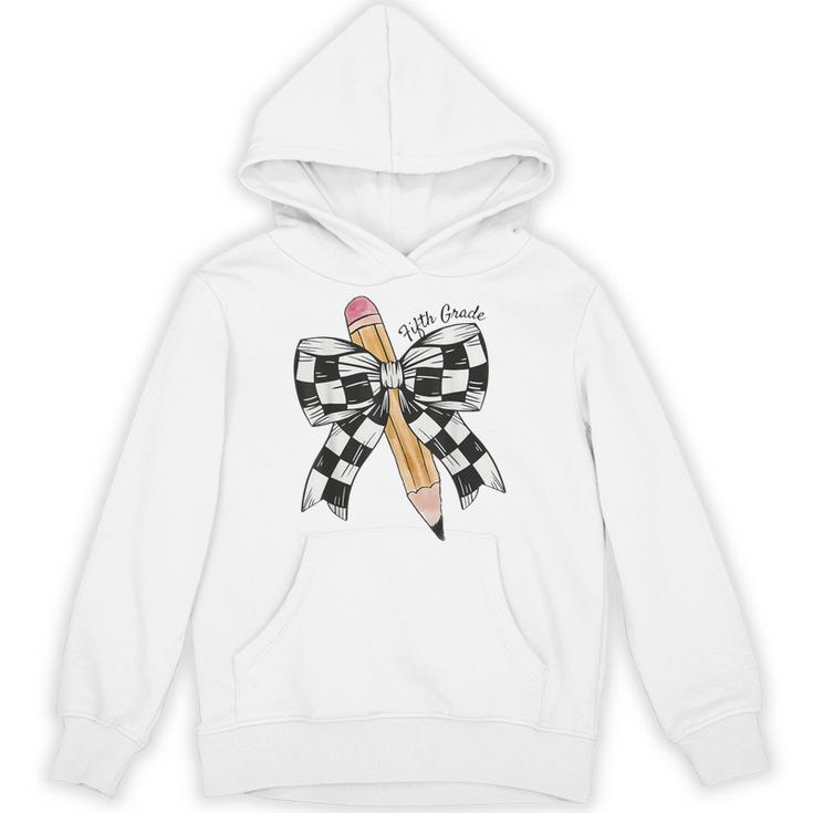 Back To School Hello Fifth Grade Teacher Coquette Pencil Bow Unisex Hoodie, trending gift