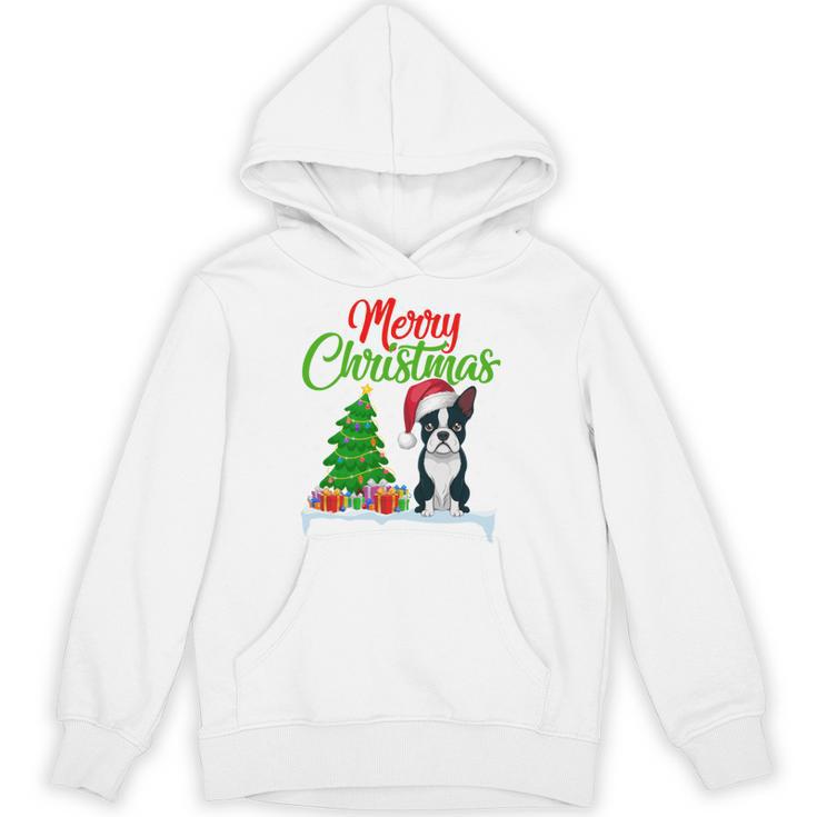 Boston Terrier Christmas Tree Lights Xmas Dog Lover Unisex Hoodie