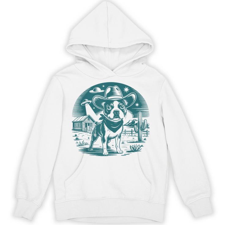 Boston Terrier Cowboy UFO Shirt Vintage Western Dog Mom Tee Unisex Hoodie