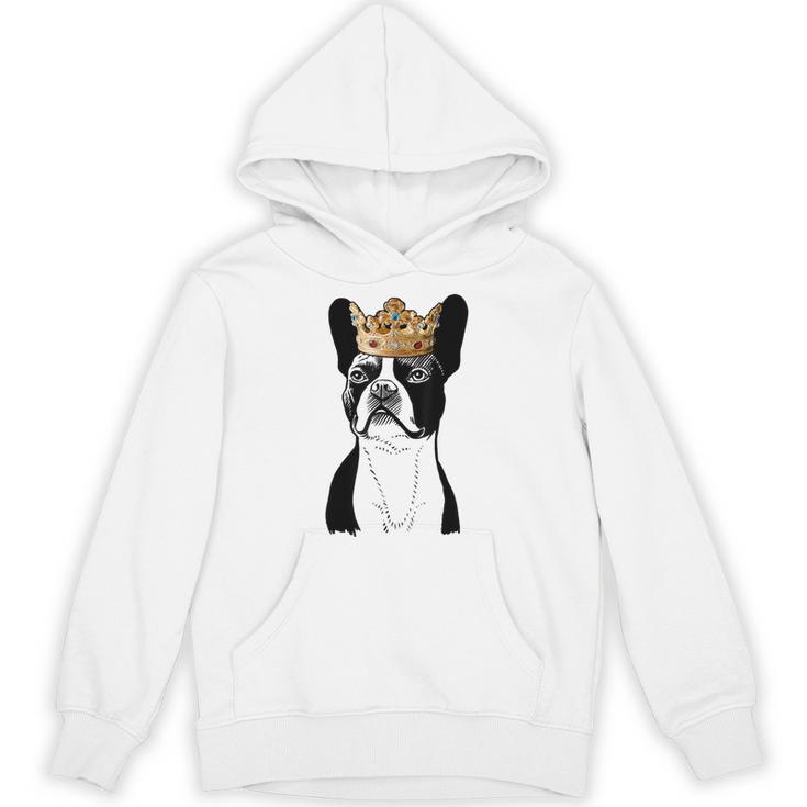 Boston Terrier Dog Wearing Crown For Men Women Girls Kids Unisex Hoodie