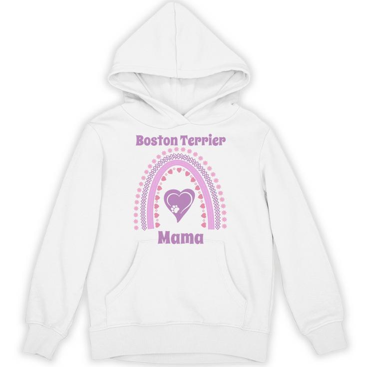 Boston Terrier Mama Cute Rainbow Paw Heart Shape Unisex Hoodie