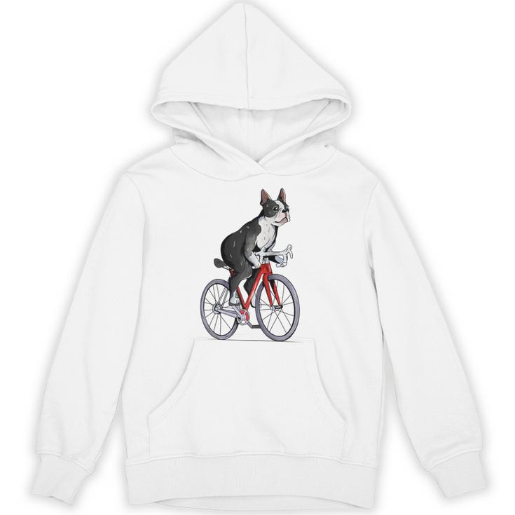 Boston Terrier Riding Bicycle Cute Bostie Biker Raglan Baseball Tee Unisex Hoodie