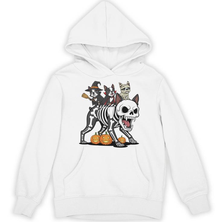 Boston Terrier Skeleton Mummy Witch Halloween Unisex Hoodie