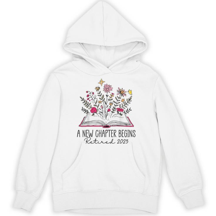 Floral Book a New Chapter Begins Retired Retirement Teacher Unisex Hoodie