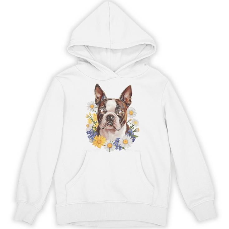 Floral Boston Terrier Unisex Hoodie