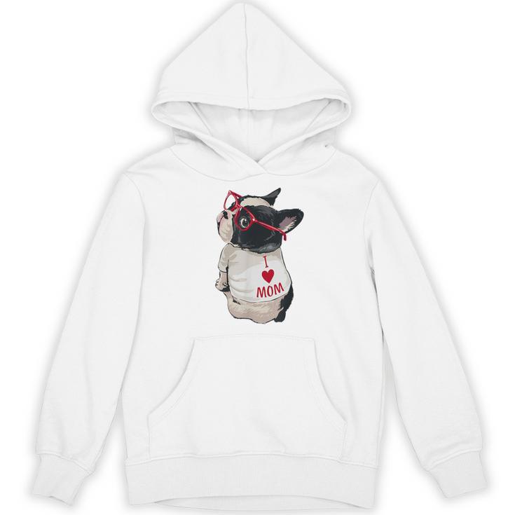 Girls I Heart Mom Love Mama Boston Terrier Dog Lover Unisex Hoodie