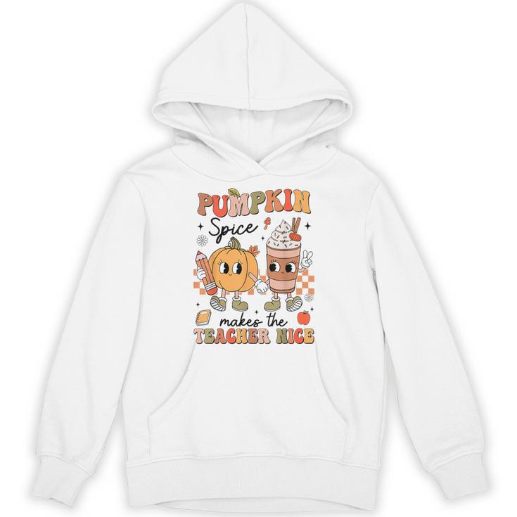 Groovy Pumpkin Spice Makes Teacher Nice Fall Thanksgiving Unisex Hoodie