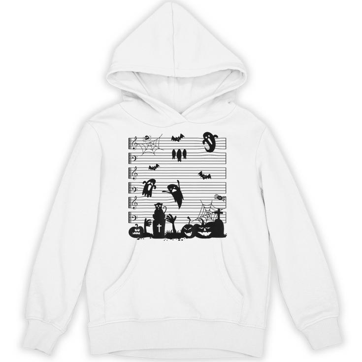 Halloween Music Note Clefs Spooky Ghost For Music Teacher Unisex Hoodie