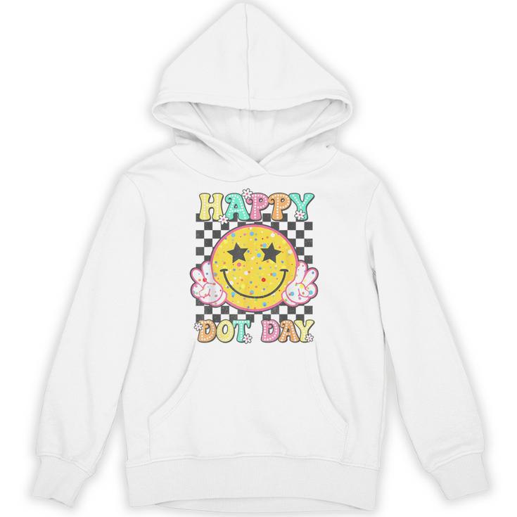 Happy Dot Day Hippie Flowers Smile Face Groovy Teacher Kids Unisex Hoodie
